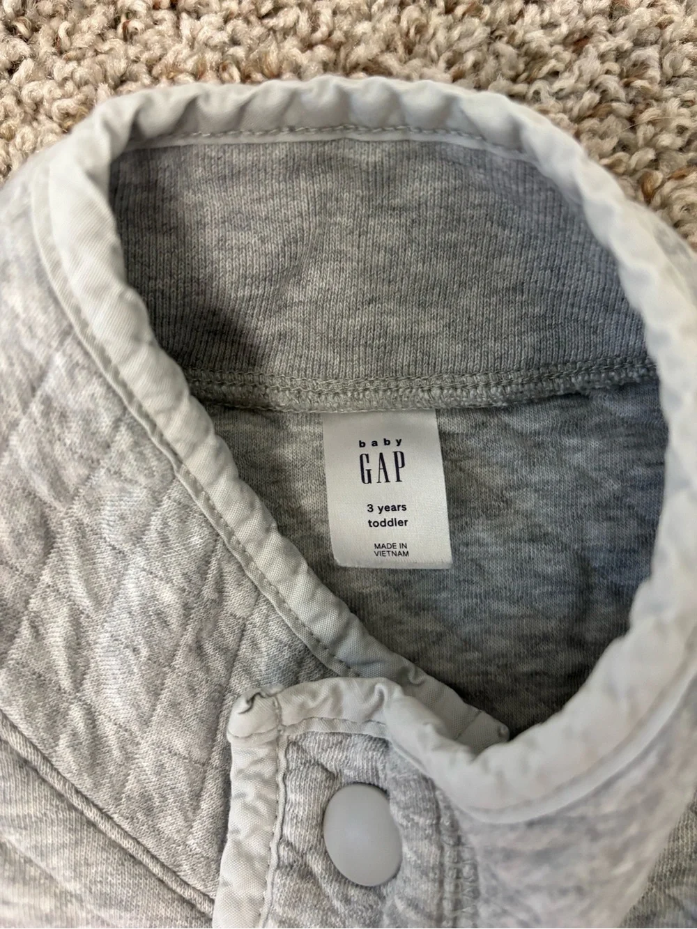 Baby GAP Light Gray Quilted Pullover Hoodie for Kids